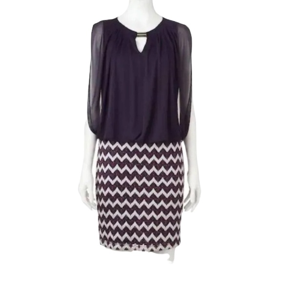 Perceptions NewYork purple chevron dress - Picture 1 of 2